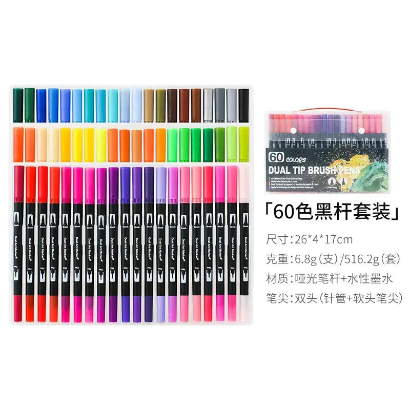 Dual-Head Watercolor Markers Colors Set