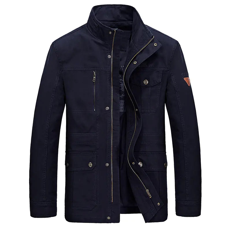 Men's Casual Mid-Length Cotton Jacket for Spring/Fall