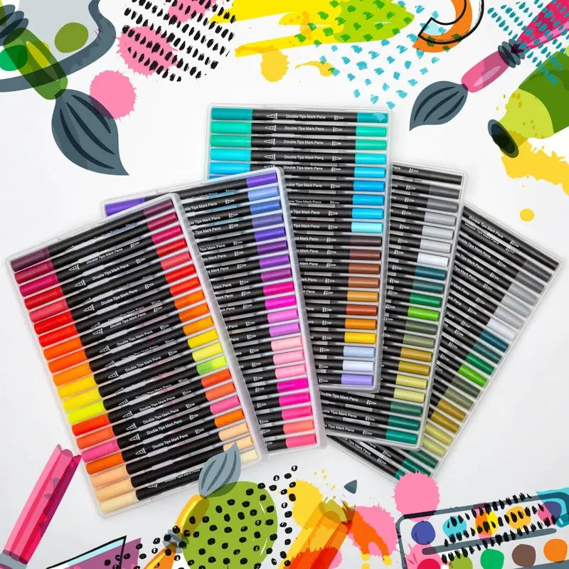 Dual-Head Watercolor Markers Colors Set