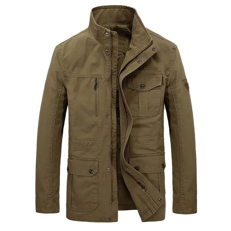 Men's Casual Mid-Length Cotton Jacket for Spring/Fall
