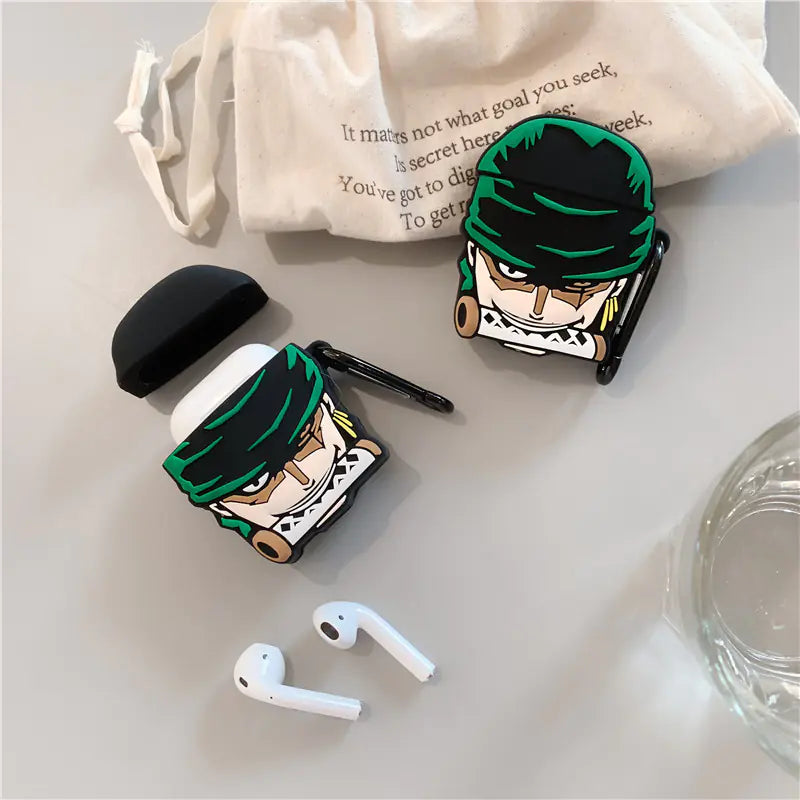 Creative Cartoon Case for AirPods - One Piece Zoro Design