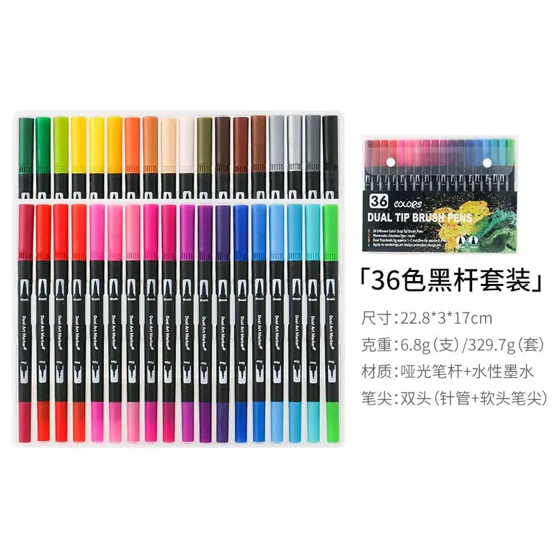Dual-Head Watercolor Markers Colors Set